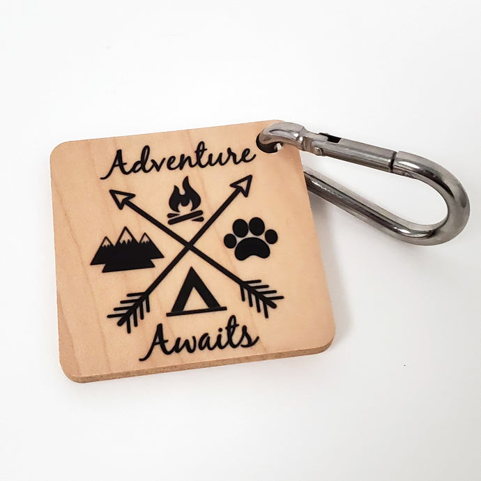 Adventure Awaits Square Wooden Tag